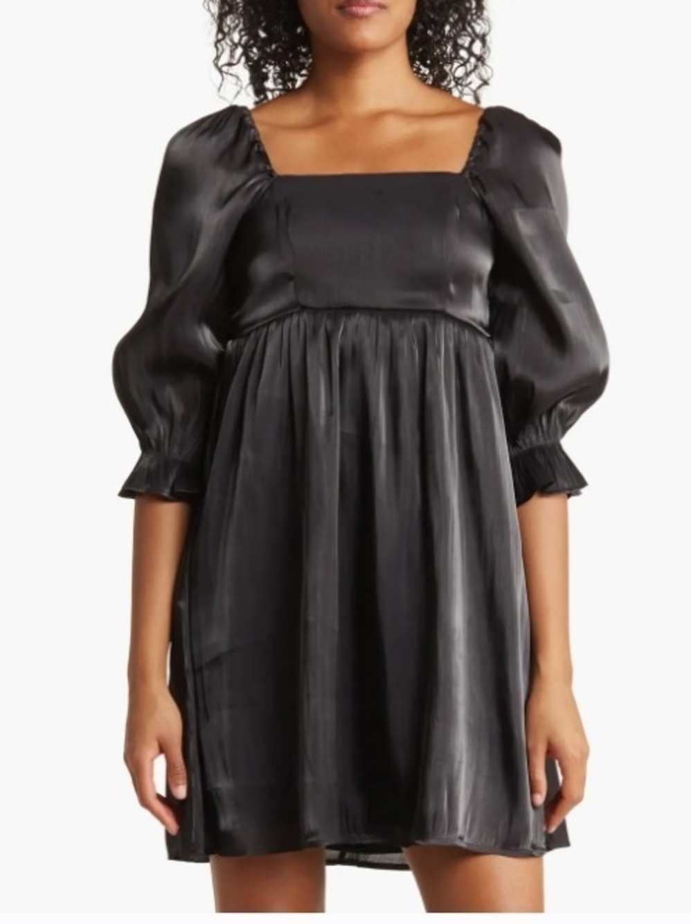 Blu Pepper Babydoll Square-Neck Puff Sleeve Mini Dress Size Medium